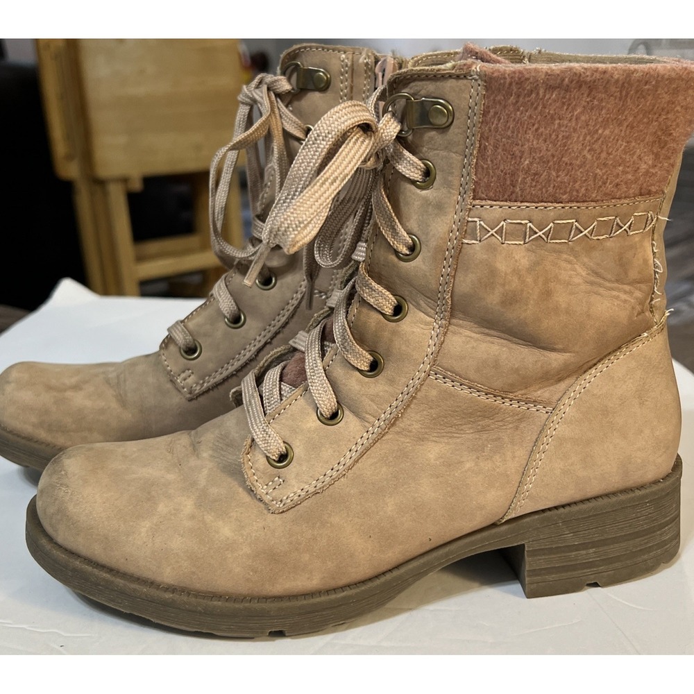 Earth Origins Rowan Lace-Up Side Zip Combat Boots Leather Women's Sz 7.5 - Picture 3 of 16
